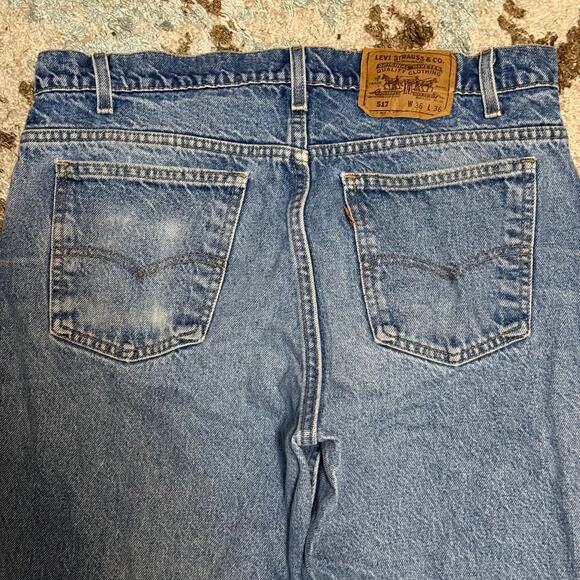 Vintage Levi's 517 Orange Tab Bootcut Jeans Size 34x34 90s Western - Picture 3 of 7